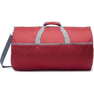 Amazon Essentials - Borsone Pieghevole in Nylon Lungo 63,5cm, Ideale per Viaggi o Riporre Oggetti, Tasche con zip, Capienza 15,9kg, Rosso