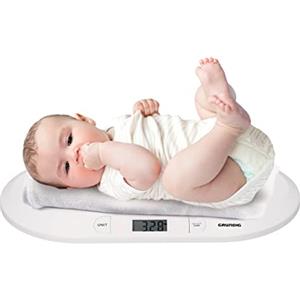 Grundig Bilancia Neonato Digitale - Precisione 10 Grammi - Max 20 Chili - Bilancia Pesapersone Digitale Funzione Tara - Neonato Accessori Utili Bilanciamo - Bianco