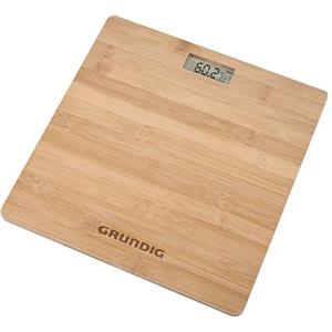 Grundig Bilancia pesapersone - Bilancia digitale in bambù - Max. 180 kg - Bilancia con piedini antiscivolo - Misura in KG, LB e ST
