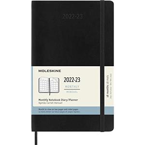 Moleskine Agenda Mensile 2022-2023, Agenda 18-Mesi, Agenda Mensile con Copertina Morbida Monthly, Formato Large 13 x 21 cm, Colore Nero