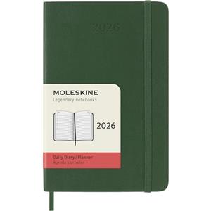 Moleskine Daily Planner, Agenda Giornaliera 2026 12 Mesi, Con Copertina Morbida e Chiusura Elastica, Formato Pocket 9 x 14 cm, Colore Verde