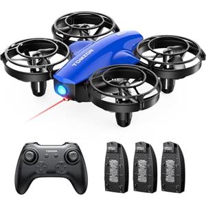Tomzon A24 Mini Drone da Battaglia per Bambini, Quadricottero RC Telecomandato, 24 Min di Autonomia con 3 Batterie, Protezione Eliche 360°, Lancio a Mano/3D Flip/Auto-Rotazione, Blu