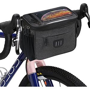 flintronic 6L Borsa da Manubrio con Touch Screen in PVC, Portaborse per Bici, Impermeabile Borsa Telaio Bici con Funzione Keep Warm/Cold, Nero