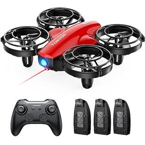 Tomzon A24 Mini drone da Combattimento per Bambini, 24 Min di Autonomia, Quadricottero con Protezione 360°, Drone Giocattolo Telecomandato con Lancio a Mano/3D Flip/Volo Circolare, Rosso