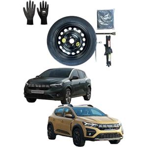 D'ANGELO 1988 D'angelo Ruotino di Scorta 16" compatibile con Dacia Sandero, Sandero Streetway, Stepway, Dokker Jogger, Compatibile con Renault Zoe (1" Serie), Twingo II III, Clio, con Cric Chiave e Sacca