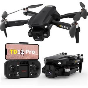 Toladrone Drone con Fotocamera 4K, Droni per Adulti Livello 3 Resistenza al Vento Posizionamento Ottico Motore Brushless ESC Regolabile a 90°, Quadricottero RC Pieghevole per Principianti, TD12Pro