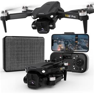 Toladrone Drone per Principianti, Drone con Fotocamera 4K Mini Droni Pieghevoli con Posizionamento Ottico, Modalità Senza Testa, Droni con Motore Brushless per Adulti, TD12PRO