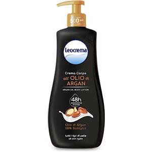 Leocrema - Crema Corpo All'Olio di Argan, Texture Ricca e Vellutante ad Assorbimento Rapido, Idratazione per 48 ore, 500ml
