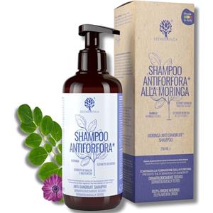 RedMoringa Shampoo Antiforfora EcoBio | Contrasta e previene la Forfora | Shampoo Dermatite Seborroica purificante | 99,5% Naturale Senza SLS e ASL | Con Moringa, Malva Nasturzio e Ortica - 250ml | RedMoringa