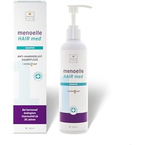 menoelle HAIR med Shampoo - Shampoo anticaduta per donne in menopausa. Rinforza e ispessisce i capelli fini. Con EstroG-100, caffeina e biotina. 240 ml