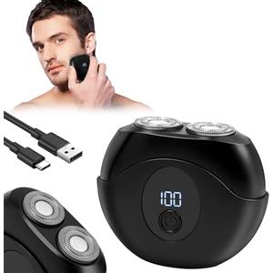 LOPHE Mini Rasoio Elettrico, Rasoio Elettrico da Uomo con Rasoio Testa Magnetiche & Porta di Carica USB-C, 10000 RPM, Rasoio Elettrico Uomo da Viaggio