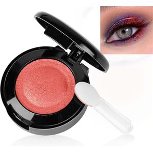LOPHE Ombretto Occhi, Ombretto Glitterato Rosso, Eyeshadow Polvere a Lunga Durata con Specchio e Pennello, Intenso e Superpigmentato per Color Lovers#14