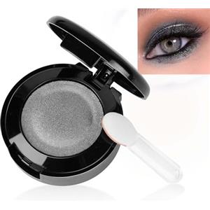 LOPHE Ombretto Occhi, Ombretto Glitterato Grigio, Eyeshadow Polvere a Lunga Durata con Specchio e Pennello, Intenso e Superpigmentato per Color Lovers#03