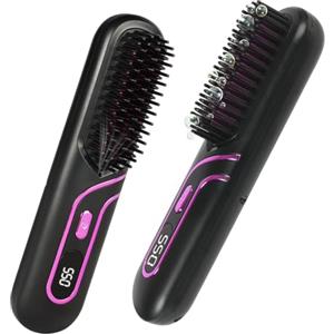 LOPHE Piastra per Capelli, Senza Fili Piastra Lisciante Riscaldamento Rapido, Piastra Capelli Spazzola con Display LCD, 4 Temperature 160°C-220°C per Capelli Lisci, Ricci e Mossi(Nero, C)