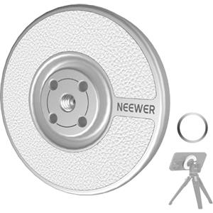 NEEWER Supporto Adattatore Telefono Magnetico per Treppiede con Accessori Anello Adesivo in Metallo Filettatura 1/4" Compatibile con MagSafe iPhone 16 Pro Max 15 14 13 12 Selfie Stick per Video, PA080