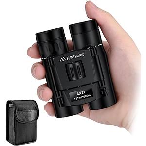 Flintronic Mini Binocolo, Binocolo Professionale, 8 x 21 HD, Mini Binocolos Impermeabile, Binocoli Pieghevole, Piccolo Compatto Leggero per Caccia, Visite Turistiche, Birdwatching, Escursionismo