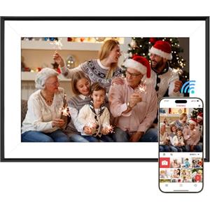 Vicloon WiFi Cornice Digitale 10.1 Pollici, 1280x800 HD IPS Touch Screen, Memoria 32 GB, Condividi Foto/Video/Musica con l'App Frameo, Supporto per Scheda SD, Rotazione Automatica