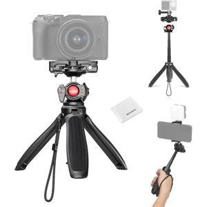 NEEWER TP38 Treppiede Fotocamera Smartphone Selfie Stick con Porta Cellulare Adattatore Action Cam Compatibile con iPhone GoPro, Mini Tripod Supporto Viaggio con Panno Pulizia per Vlog Riprese Video