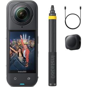 Insta360 X5 Pack No Drone - Action Cam Impermeabile 360° in 8K, Superba in Bassa Luce, Selfie Stick Invisibile, Obiettivi Sostituibili, Autonomia 3 ore, Cover Antivento, Stabilizzazione