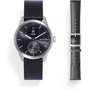 Withings BUNDLE Scanwatch 2 Bundle 42mm Black + Leather Curve Black Silver Buckle Wrist Band