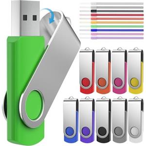 FEBNISCTE Chiavetta USB 1GB 10 Pezzi Memoria Flash Penne USB 2.0 - Metallo Girevole Pendrive 1 Giga Elegante Pennetta USB Portatile - FEBNISCTE Pen Drive 1 GB Colorata Regalo Natalizio Chiave USB2.0
