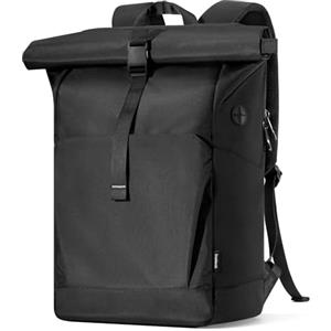 Inateck Zaino Porta PC 25L-30L, Daypack Donna Uomo con Scomparto per Scarpe Separato e Porta per Cuffie/Ricarica, Nero