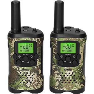 Alecto FR-115 - Set di due walkie talkie per bambini - walkie talkie con portata fino a 7 chilometri - walkie talkie a 8 canali - torcia integrata - display retroilluminato - CAMO