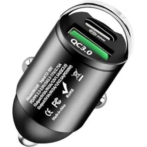 HORJOR MiNi Caricatore Auto USB C QC3.0+PD 30W, Adattatore Accendisigari con Doppia Porta USB Ricarica Rapida per iPhone, Samsung Galaxy, Huawei, Xiaomi, Tablet
