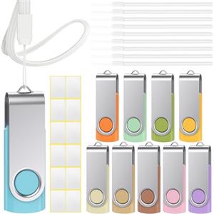 Uflatek Chiavetta USB 1GB 10 Pezzi Uflatek 1 GB PenDrive Ruotare 1 Giga Chiavette USB 2.0 Metallo Unità Flash Drive Morandi Colori Misti Pennetta Memoria USB Chiavetta Dati con Cordino e Adesivo Vuoto