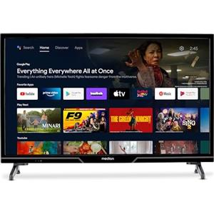 MEDION TV 24 pollici (59,8 cm) HD Smart TV (Android TV, DVB-T2 HD, DVB-C, DVB-S2, HEVC, HDR, Prime Video, PVR, Bluetooth, MD 824100)