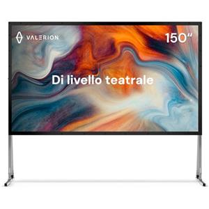 Valerion Schermo per proiettore da esterno da 150 pollici con supporto, installazione a 3 minuti, borsa per il trasporto con ruote, supporto UHD 4K/8K, autoportante, telaio in lega portatile, 16:9 HD