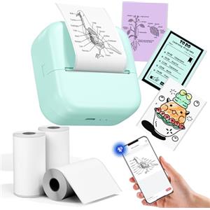 LabelCenter Stampante Fotografica Portatile,Mini Stampante Portatile, stampante Termica M02L,Compatible con iOS & Android.Imprime Fotos, Listas de Tareas,Tarjetas de Felicitación o Contenidos Educativos,3 Rollos
