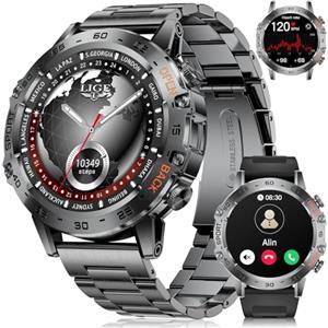 LIGE 2025 Smartwatch Uomo/1,45 ″ Amoled Smartwatch con Chiamate,530 mAh Batteria,IP68 Impermeabile Orologio Fitness con Monitor Frequenza Cardiaca/Sonno,100+ Modalità Sportive per Android iOS