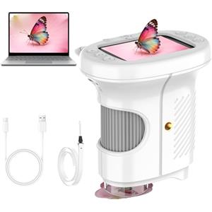 Misilmp Microscopi per Bambini, Zoom 1000X USB Digitali con Schermo IPS da 2.4" Mini Microscopio Portatili Tascabile con Fotocamera con 8 LED per Bambini, Compleanno, Natale Oltre i 3 (Bianco)
