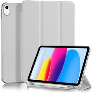 4UBonLife Cover Per iPad (A16) 11a Generazione 11 Pollici 2025, iPad 10a Generazione10,9" 2022 con Portapenna, Custodia Protettiva Sottile con Retro Rigido Traslucido Guscio Case, Grigio Chiaro