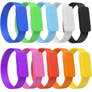 FEBNISCTE 1 GB Bracelet Chiavette USB, Pack of 10 USB Sticks, FEBNISCTE Multicoloured USB 2.0 Flash Drives,Chiavetta Usb Personalizzata1 GB Portable Affordable Memory Stick Colorful Flash Drives Pendrive