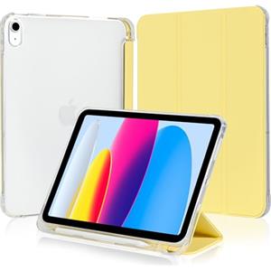 4UBonLife Cover per iPad (A16) 11ª Generazione 11" 2025/iPad 10ª Generazione 10,9 Pollici 2022 con Portapenne, Custodia Protettiva Sottile Leggero, Case Retro Traslucido in Morbido TPU, Giallo