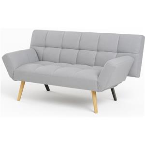 Shally Dogan Divano Letto Apertura Click Clack con Rivestimento in Tessuto, Divanoletto 2 in 1 Sistema Clic Clac, Struttura Ergonomica e Braccioli Regolabili, Design Moderno per Soggiorno (Grey)