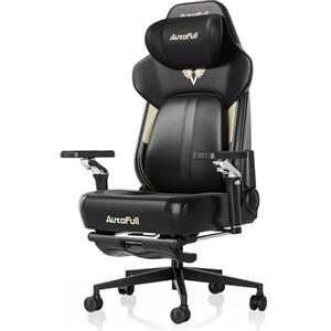 AutoFull M6 Ultra 2.0 Sedia Gaming Ergonomica | Sedia da Gioco con Funzione Massaggio, Braccioli Meccanici a 720°, Supporto Lombare Adattivo, Cuscino Poggiatesta Regolabile | Con Poggiapiedi in Pelle