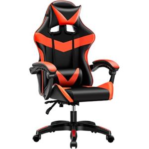 BAKAJI Sedia Gaming Poltrona da Ufficio Direzionale Ruote Girevole Sportiva Racer Direzionale Office Racing Presidenziale Casa Studio Sedia Da Scrivania Altezza Regolabile (Black e Red)