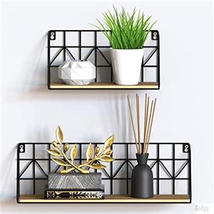Gadgy Mensola da Muro Design - Set di 2 scaffali metallo sospesa Nero, Decorazione da Parete per casa, cucina o Camera da Letto - 45 x 12 x 15 & 30 x 12 x 15 cm.