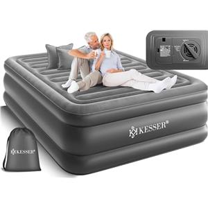 KESSER® Materasso gonfiabile, autogonfiabile, con pompa elettrica integrata, materasso ad aria, per campeggio o uso domestico, con tasca, adatto per 2 persone, Blu - Doppio