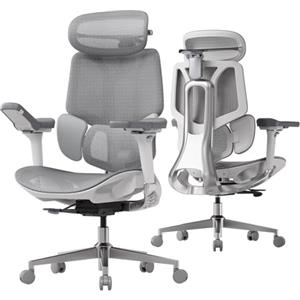 Hbada E3 Pro Sedia Ufficio e Scrivania Ergonomica, con Supporto Lombare Dinamico a 3 Zone, Testiera Regolabile 4D, Braccioli Regolabili 6D (Polipropilene, Gray)