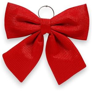 Generico Fiocco di Natale in Velluto Rosso Rigato Imbottito Decorazione Puntale Albero di Natale Fuori Porta Coccarda Ghirlanda addobbo Natalizio Stringato a Righe (34 cm)