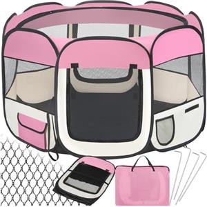 tectake® Box per Animali in Poliestere, Tenda Box per Cani, Recinto per Piccoli Animali, Struttura in Acciaio, Facile da Montare con Sistema Pop-Up, Borsa per Trasporto Inclusa - Rosa