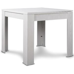 BAKAJI Tavolo Quadrato Allungabile 90x90 cm, Apertura a Libro, Design Moderno Ribaltabile, Apribile 4-8 Posti, Ideale per Sala Pranzo, Soggiorno, Cucina, Arredamento Interno (Bianco Frassinato)