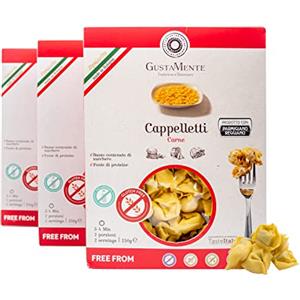 GustaMente Tradizione e Benessere Gustamente Pasta Senza Glutine all'Uovo - Cappelletti Ripieni con Parmigiano Reggiano DOP e Carne di Bovino Fonte di Proteine Senza Conservanti Made in Italy - 3 x 250g