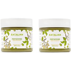 AMZ BETTER EATALIAN by AMZ BETTER Crema di Pistacchio, 200 gr X 2 Vasetti, Deliziosa Crema Spalmabile dal Gusto Dolce e Unico, Ideale su Pane, Perfetta con del Gelato, per Farcire Dolci e Torte, Made in Italy