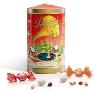 Pastiglie Leone Leone dal 1857 - Latta Carillon Cri Cri - Cioccolatini Assortiti Fondenti alla Nocciola e Fondenti al Pistacchio - 1 Lattina da 130 gr - Dolci Scrigni Incantati - Idee Regalo Natale
