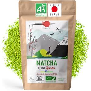 ORIGEENS Tè Matcha Bio giapponese - Blend Shizuoka e Kagoshima - Polvere di Tè Verde Matcha Bio - Sacchetto da 80g - Tè Matcha